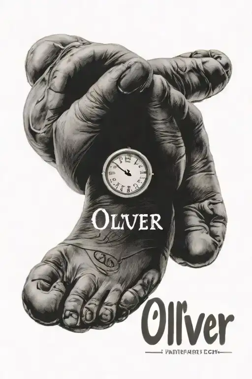 Baby Footprint With Birth Date And Time And The Name Oliver