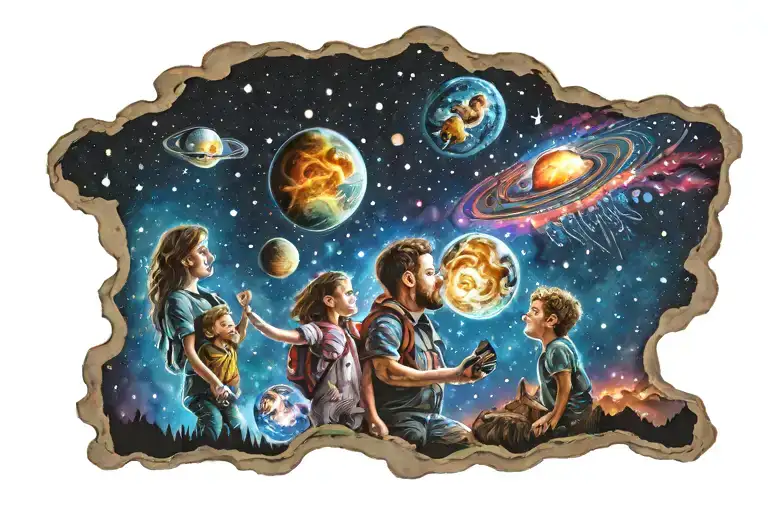 Colorful Cosmic Milky Way Family