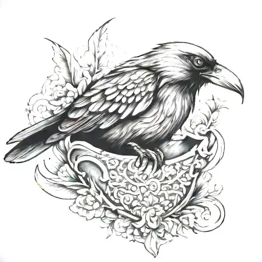 Chest Tatto Of A Grim Bird