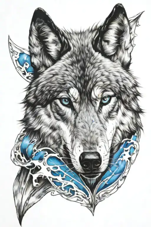 Wolf With Res And Blue
