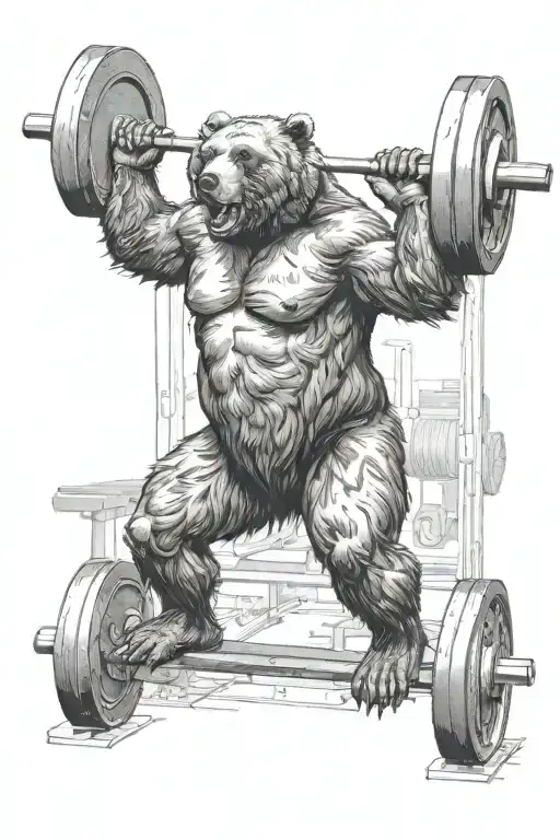 A Bear Lifting Weights In A Gym Setting