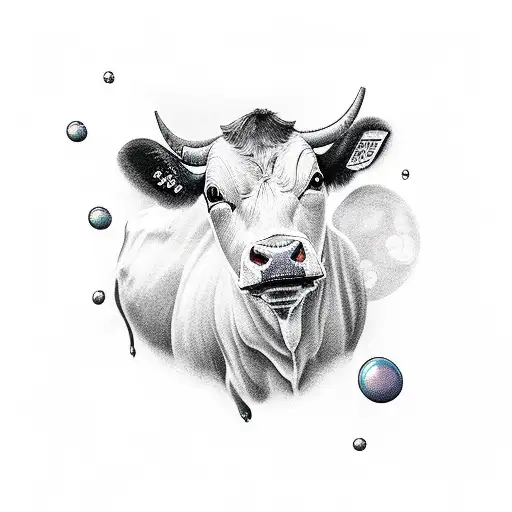 Cow Surrounded By Bubbles