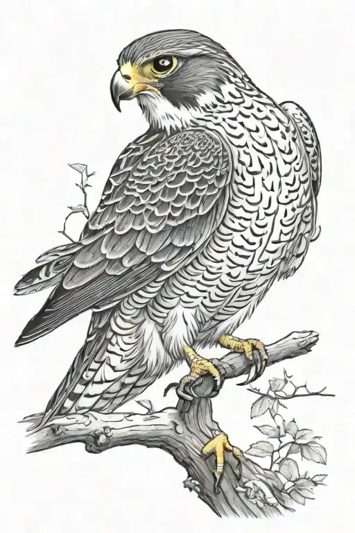 Pritty Standing Falcon On A Tree