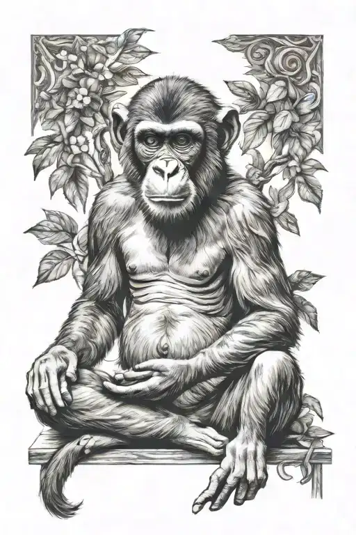 Meditating Monkey Sitting