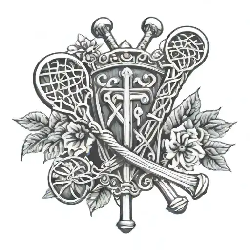 Incorporate Elements Of Catholic Symbolism With A Lacrosse Stick In A Unique Design