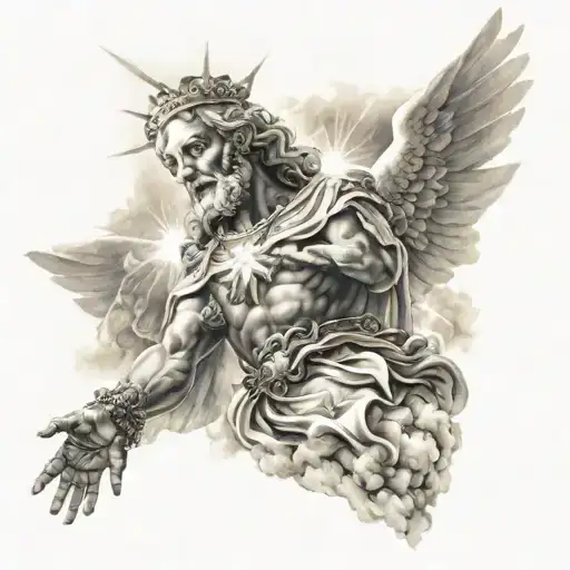 A Majestic Portrait Of God Surrounded By Heavenly Clouds And Rays Of Light