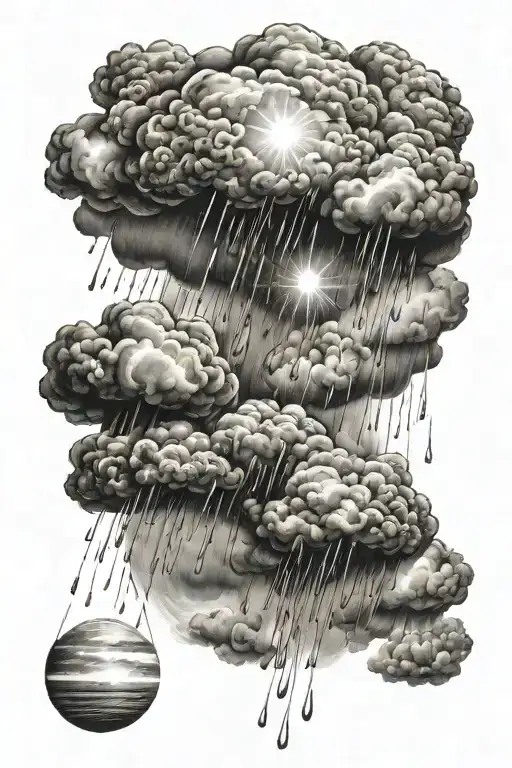 Rainy Cloud With Rain And A Sun