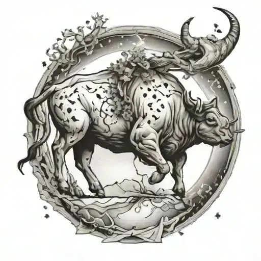 Celestial-themed Tattoo Incorporating The Taurus Constellation And The Date April 26