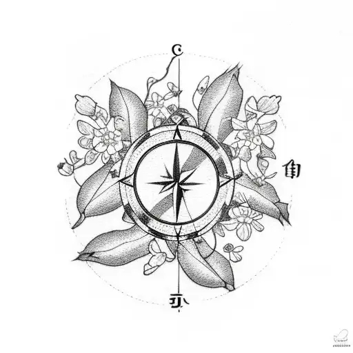 Cherry Blossom With Compass