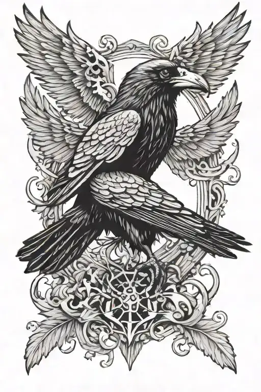 Raven With Bones
