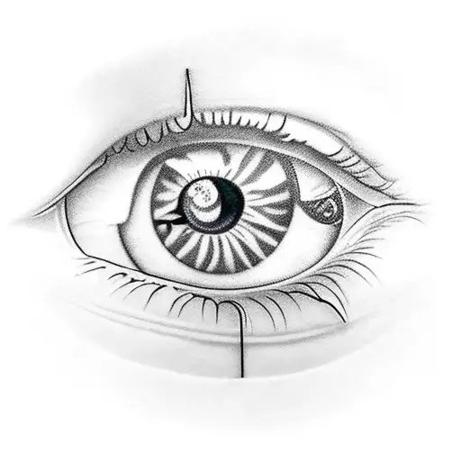 Eye With Tears And Clock Hands Stimming From Pupil