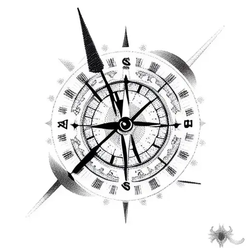 Clock With Compass Unicorn