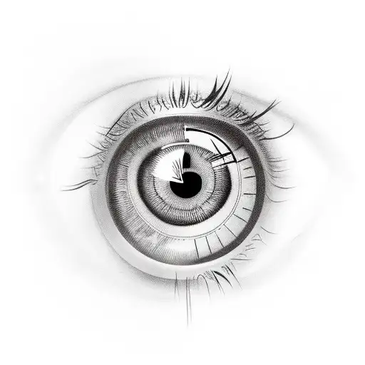 Human Eye Looking Through Key Whole With Clock In The Middle Of The Eye