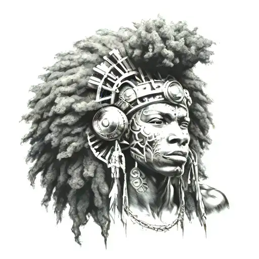 Afro Futurism Face With Lion Headress