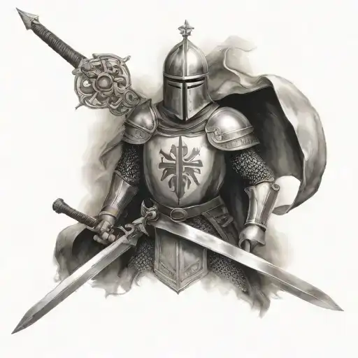 Crusader With Bible And Sword