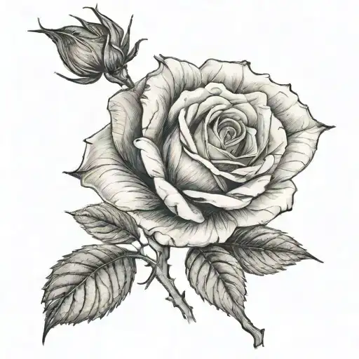 Rose With Stem That Leads Into Branches