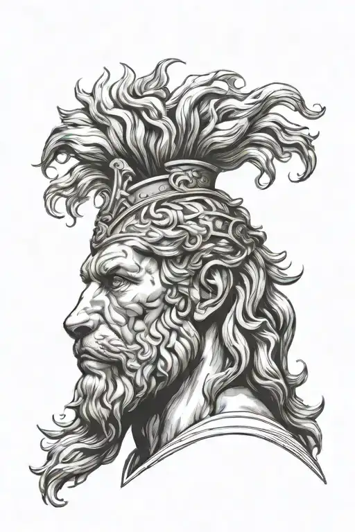 Hercules Wearing Nemean Lion Head Profile Holding