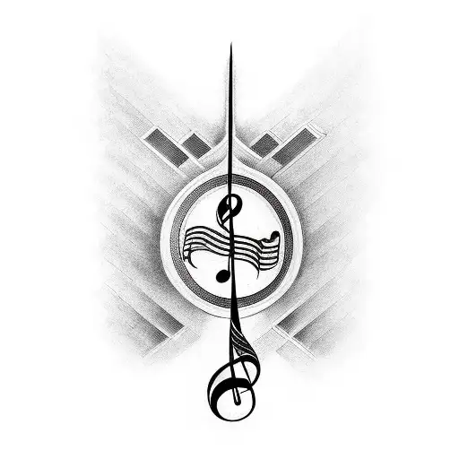 Design A Traditional Tattoo Featuring A German Flag Intertwined With A Musical Note