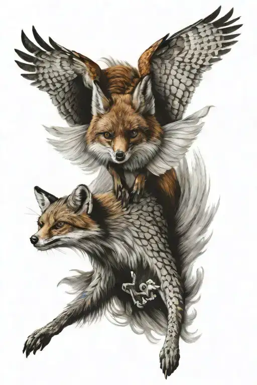 Fox Chasing Owl Flying