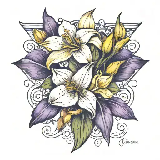 Violet And Daffodil Arrow Design