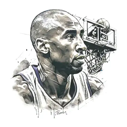 A Portrait Of Kobe Bryant In Action On The Basketball Court
