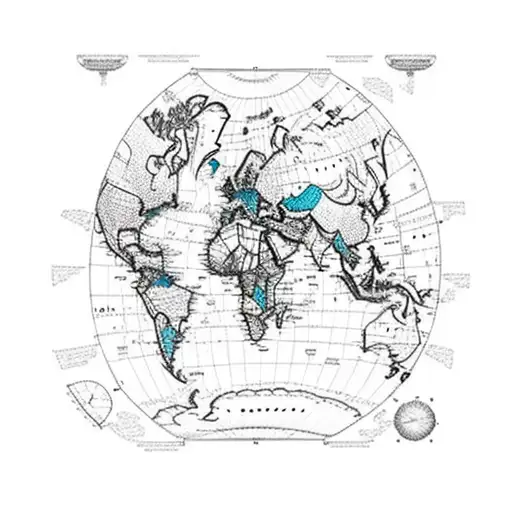 A Minimalist Tattoo Of A World Map With Airplane Icons Marking The Places You've Traveled