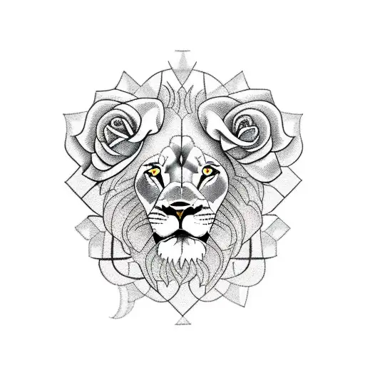 Lion With Clock And Rose