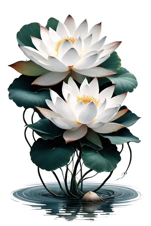 White Lotus Flower Surrounded