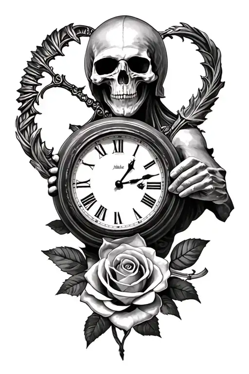 Roses Reaper Holding A Clock