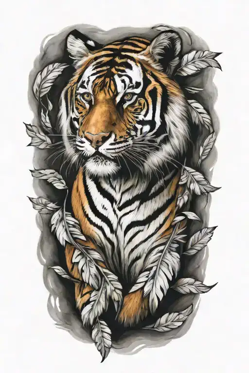 Tiger With Feathers Dangling