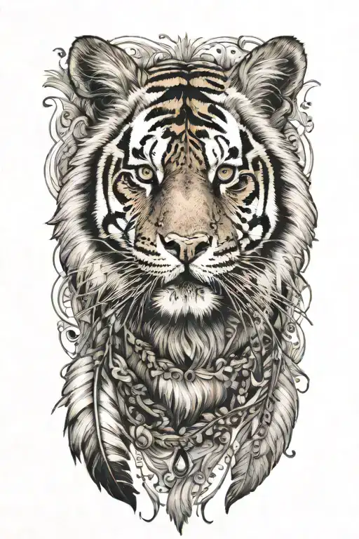 Tiger With Feathers Dangling