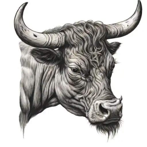 Head Bull And Lyon With Cross