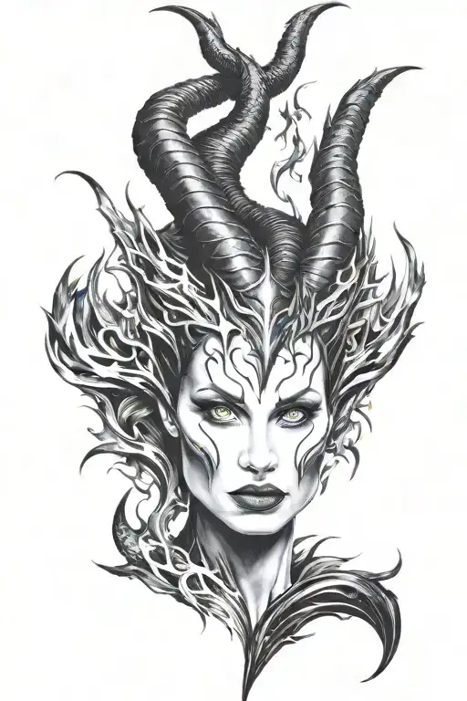 Maleficent's Face Emerging Within The Flames Of The Maleficent Dragon