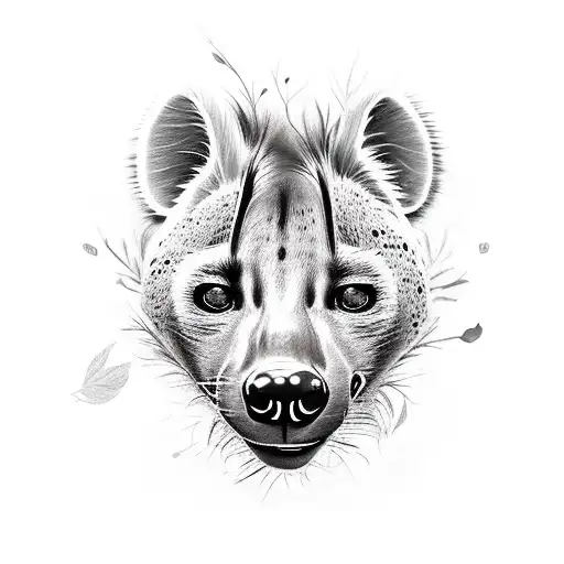 Hyena Eith Half Her Face Made Of Flowers Fine Line Girly