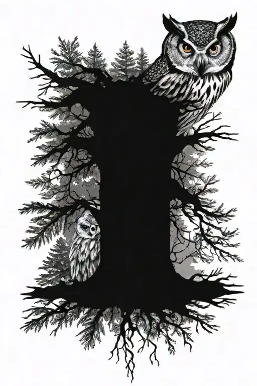 Owl And Forest