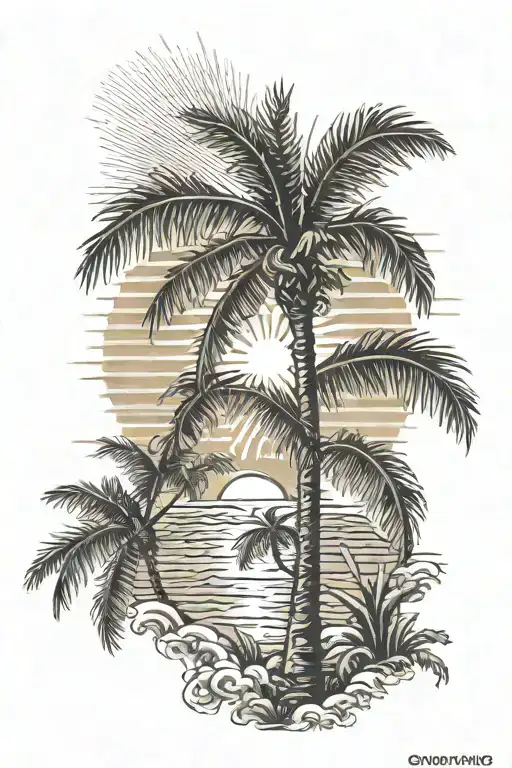 Palm Tree And Sun Rays