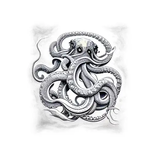 Kraken Reaching Out Of The Water And Crushing A Biplane