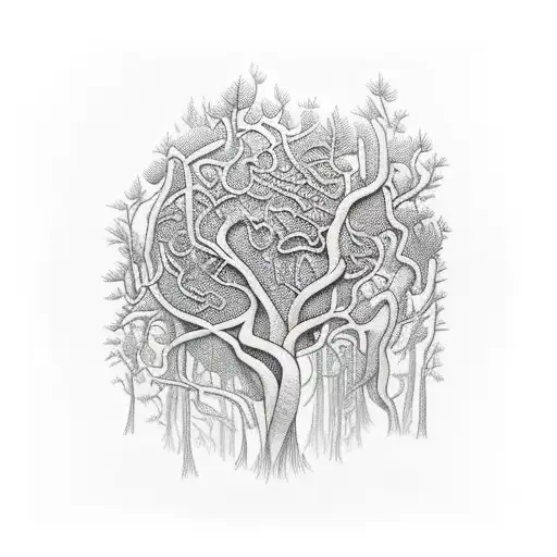 A Biotech-inspired Forest With Vibrant Vines And Plants