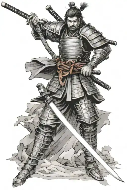 Samurai With Katana And Armor