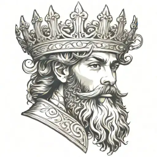 Prince In Front Position With Long Beard And Crown