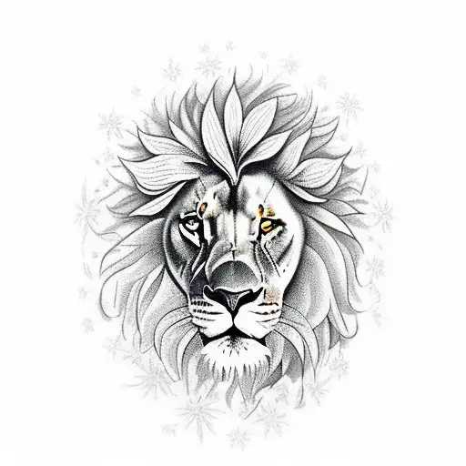 A Sleve Tattoo On My Arm Of A Lion Surrounded By Flowers