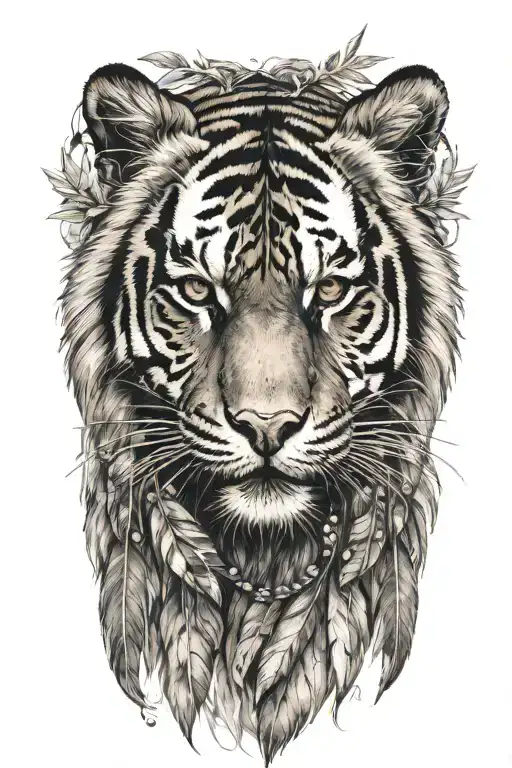 Tiger With Feathers Dangling