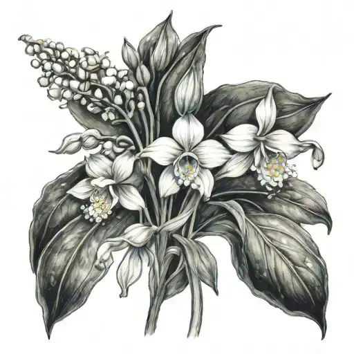 Lily Of Valley And Daffodil And Marigold