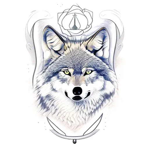 Wolf Singing With Classic Microphone Roses And Spikes Moon