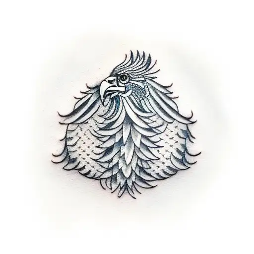 A Minimalist Tattoo Of A French Cockerel And A Polish Royal Eagle Facing Each Other