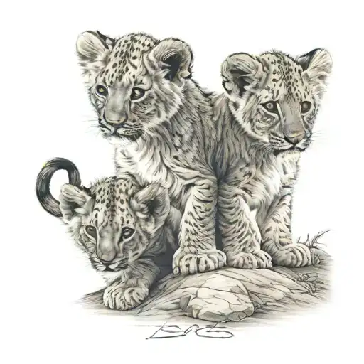 Two Small Lion Cubs