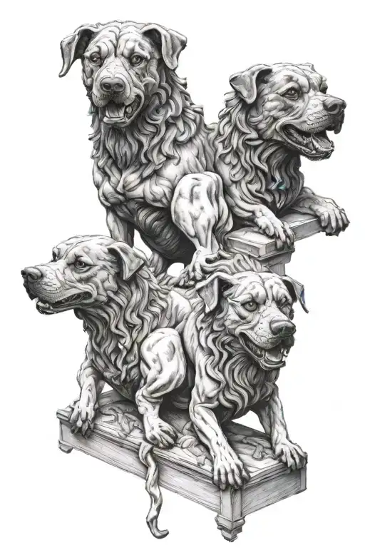 Cerberus Dog 3 Headed Statue