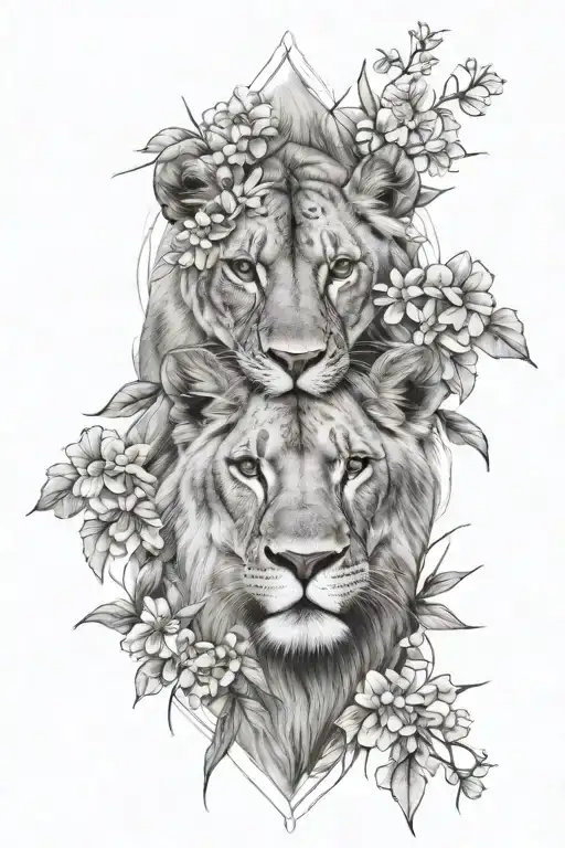 Lioness And Little Flowers