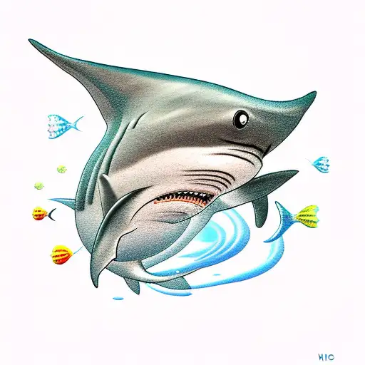 Small Maco Shark With Water Flowers