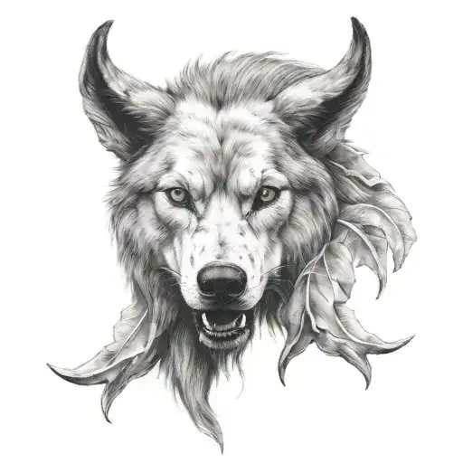 A Wolf's Head With A Rams Skull
